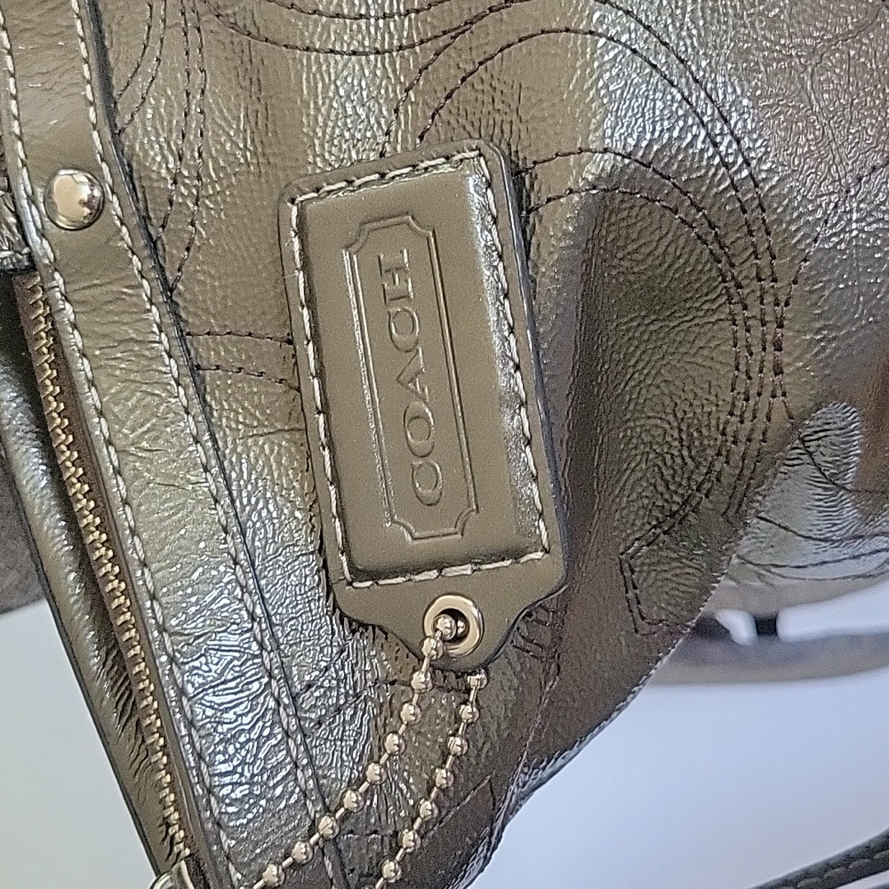 Coach Shoulder Tote Bag, Green, EUC - Picture 2 of 15